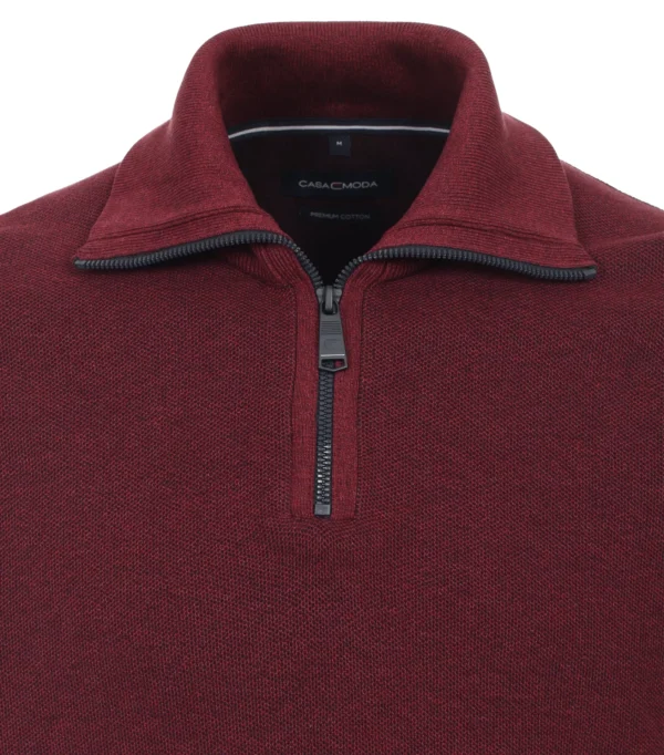 Casa Moda strik med halv lynlås Merlot rød - Billede 4
