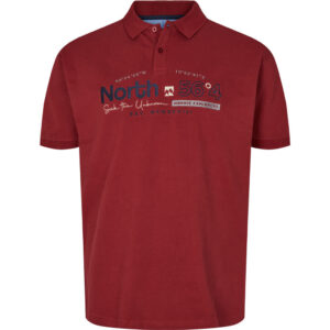 North 56°4 polo med brodering Bordeaux TALL