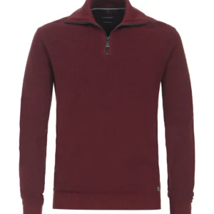 Casa Moda strik med halv lynlås Merlot rød