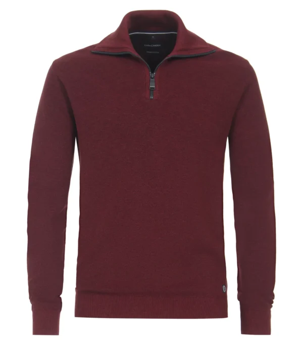 Casa Moda strik med halv lynlås Merlot rød