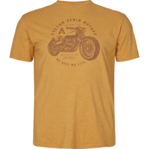 North 56denim t-shirt med motorcykel Harvest Gold TALL