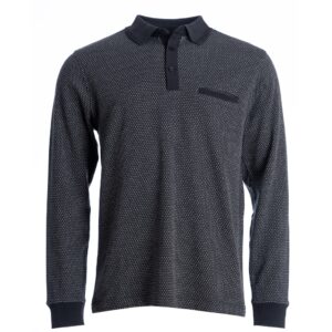 Roberto Jeans polo med lang ærmer Marine Blå mønstret