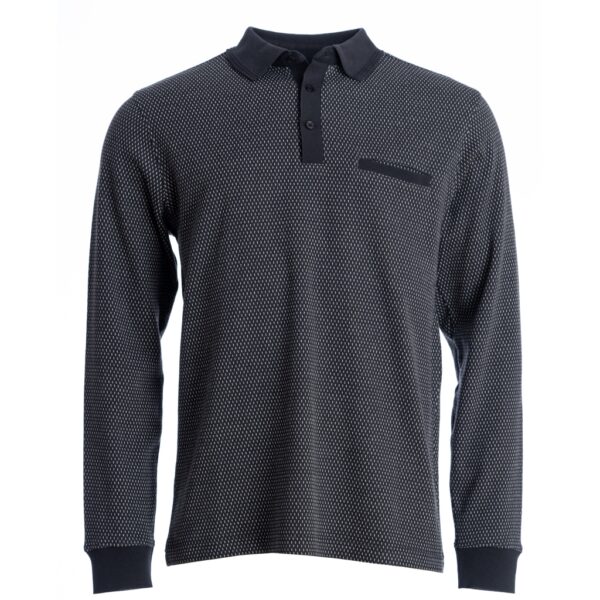 Roberto Jeans polo med lang ærmer Marine Blå mønstret
