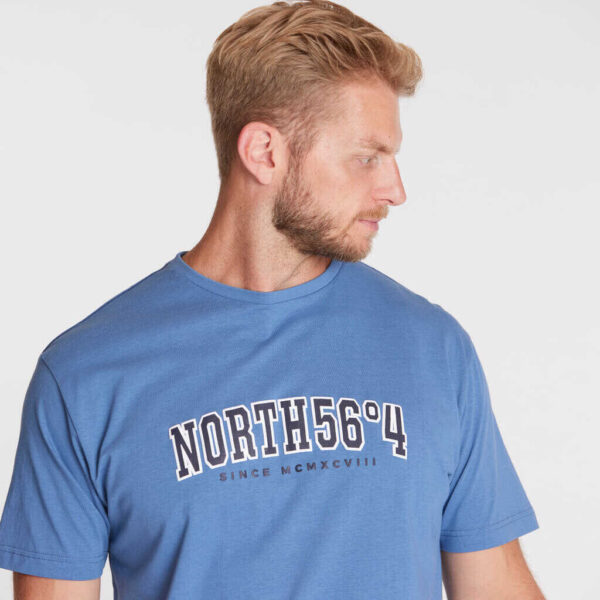 North 56°4 printet t-shirt støvet blå - Billede 5