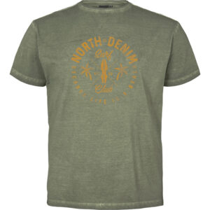 North 56°4 cool dye t-shirt med print støvet oliven grøn