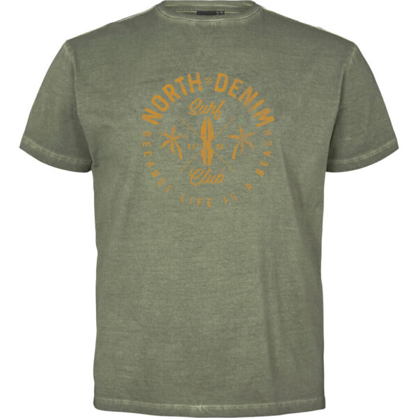 North 56°4 cool dye t-shirt med print støvet oliven grøn