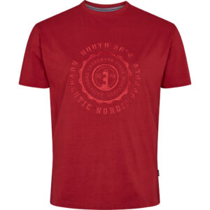 North 56°4 t-shirt med stort broderi på brystet dyb rød TALL