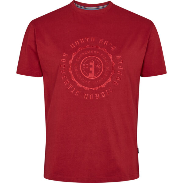North 56°4 t-shirt med stort broderi på brystet dyb rød TALL