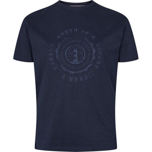 North 56°4 t-shirt med stort broderi på brystet marine blå TALL