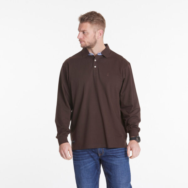 North 56°4 polo lange ærmer super flex pique sort brun TALL - Billede 4