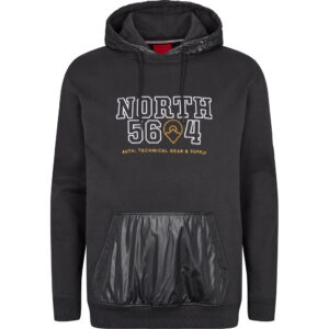 North 56°4 denim hoodie med stor brodring sort