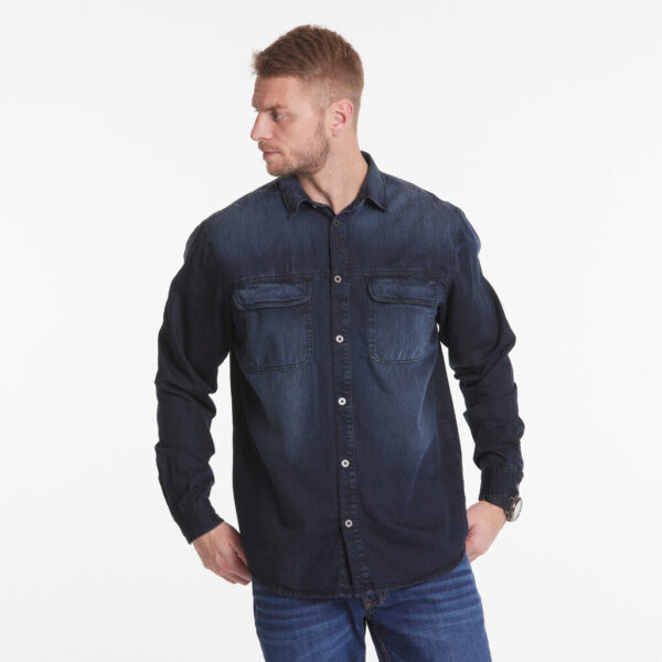 North 56°4 denim cowboy skjorte slid de rigtige steder blå - Billede 4
