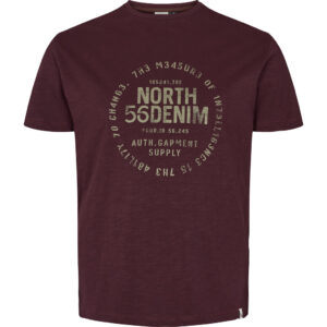North 56°4 t-shirt med stort print på brystet barolo rød