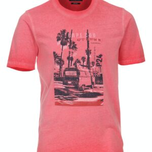 Casa Moda t-shirt med print lys rød med print og brodering