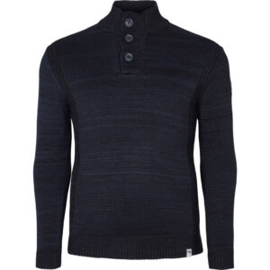 North 56denim strik trøje med knapper Marine Blå
