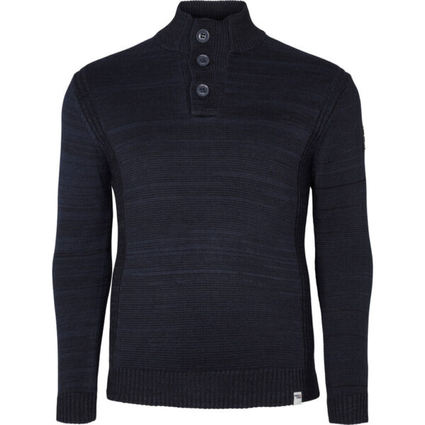 North 56denim strik trøje med knapper Marine Blå