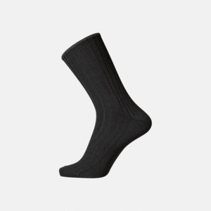 Egtved uld strømpe riflet “no elastic” Sort