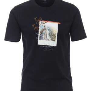 Casa Moda t-shirt med print og brodering i nat blå