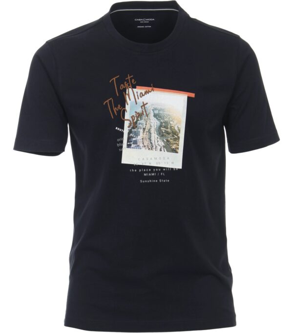 Casa Moda t-shirt med print og brodering i nat blå