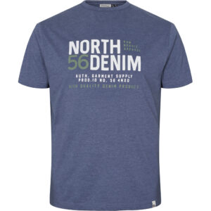 North 56°4 t-shirt med print blå meleret TALL