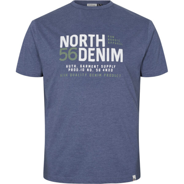 North 56°4 t-shirt med print blå meleret TALL
