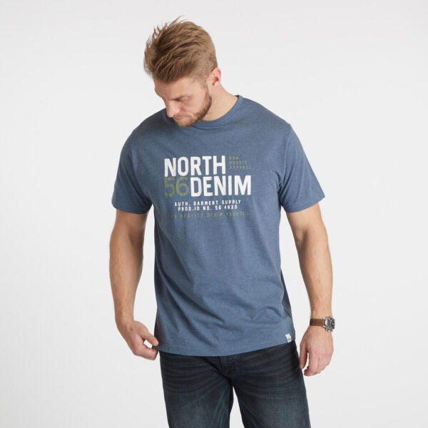 North 56°4 t-shirt med print blå meleret TALL - Billede 4