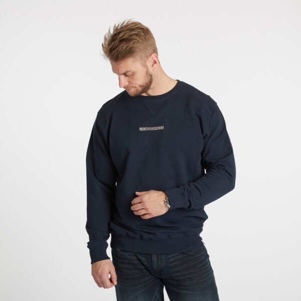 North 56denim / north 56°4 sweatshirt med brodering Marine Blå – Bild 4