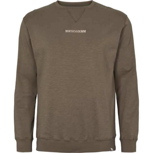 North 56denim / north 56°4 sweatshirt med brodering støvet oliven grøn