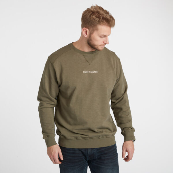 North 56denim / north 56°4 sweatshirt med brodering støvet oliven grøn – Bild 4