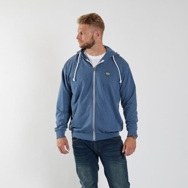 North latitude hoodies med lynlås og lomme blå meleret – Bild 4