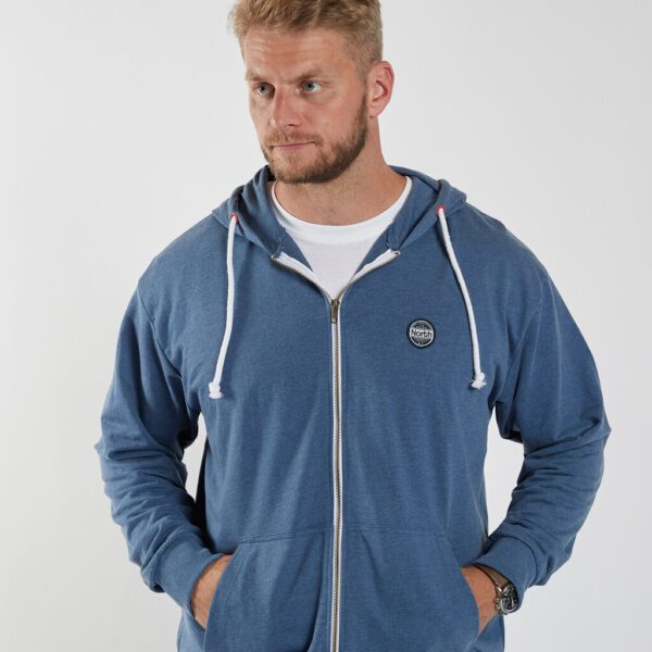 North latitude hoodies med lynlås og lomme blå meleret – Bild 5