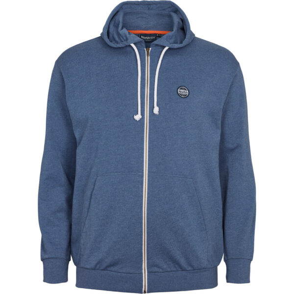 North latitude hoodies med lynlås og lomme blå meleret