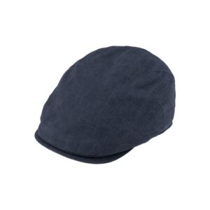 Fiebig sixpence/flatcap lavet i hør i marine blå