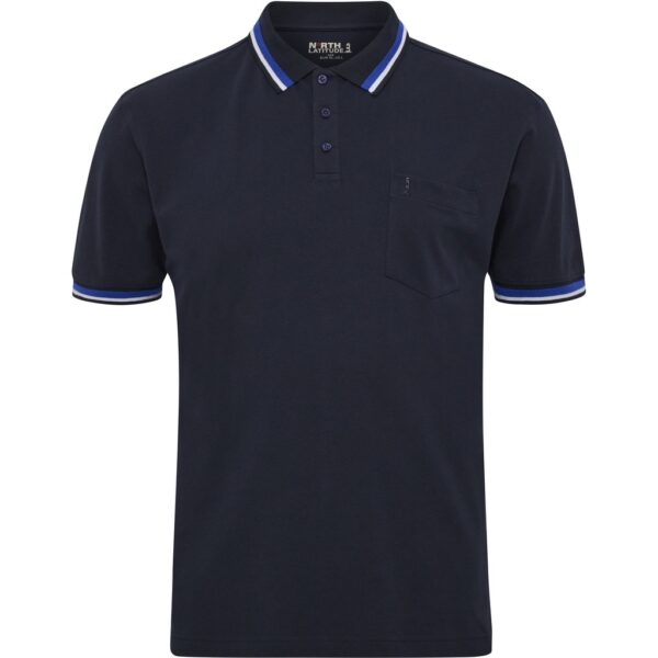 North latitude polo pique med kontast flip nat blå TALL