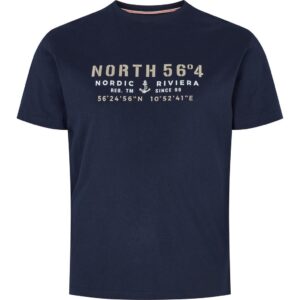 North 56°4 t-shirt med print på brystet marine blå