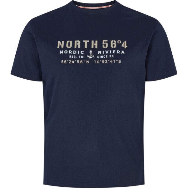 North 56°4 t-shirt med print på brystet marine blå