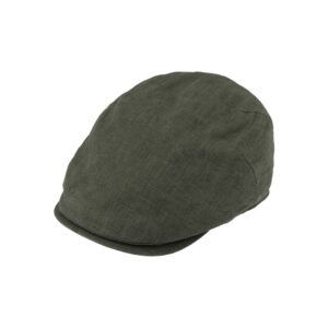 Fiebig sixpence/flatcap lavet i hør i oliven grøn