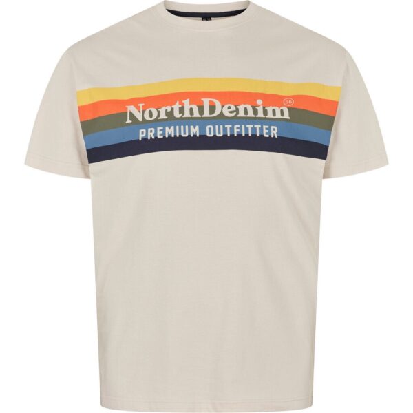 North 56°4 denim t-shirt med print på brystet og striber kit
