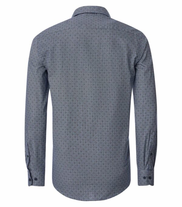 Casa Moda comfort fit skjorte lange ærmer mønstret blå brun twill - Billede 4