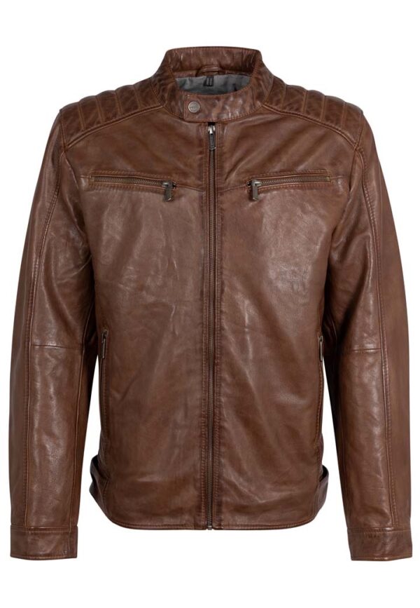 Mauritius skindjakke i lam biker model mørk cognac