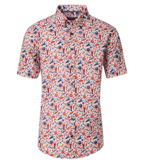 Casa Moda Casual fit kort ærmet skjorte korte ærmer og skaldyr mønster