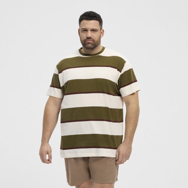 North latitude t-shirt yarndyed stribet army grøn - Billede 3