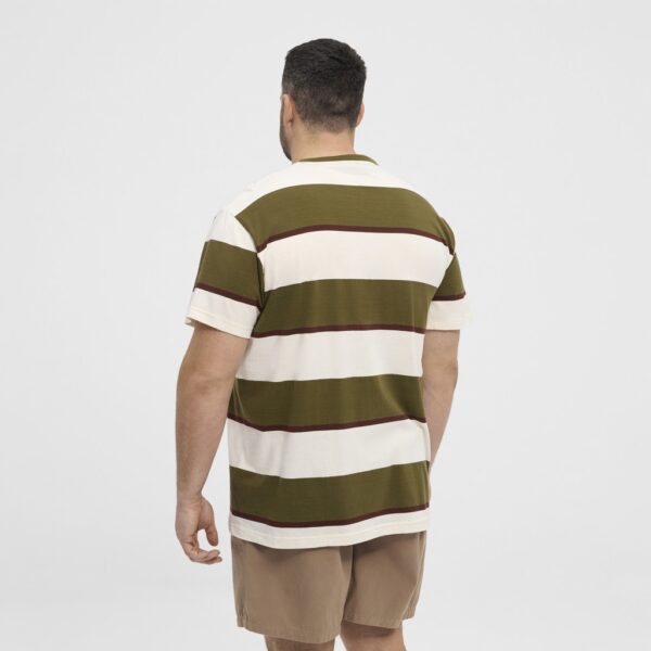 North latitude t-shirt yarndyed stribet army grøn - Billede 4