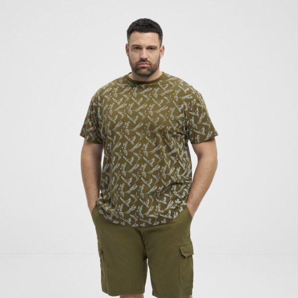 North latitude t-shirt med allover printede army grøn - Billede 3