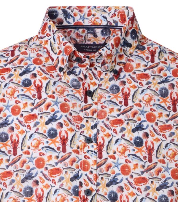 Casa Moda Casual fit kort ærmet skjorte korte ærmer og skaldyr mønster - Billede 2