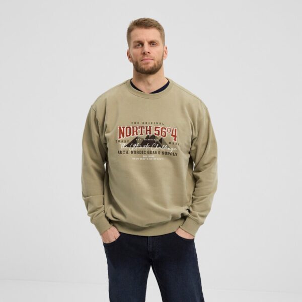 North 56denim / north 56°4 sweatshirt med brodering mørk sand – Bild 2