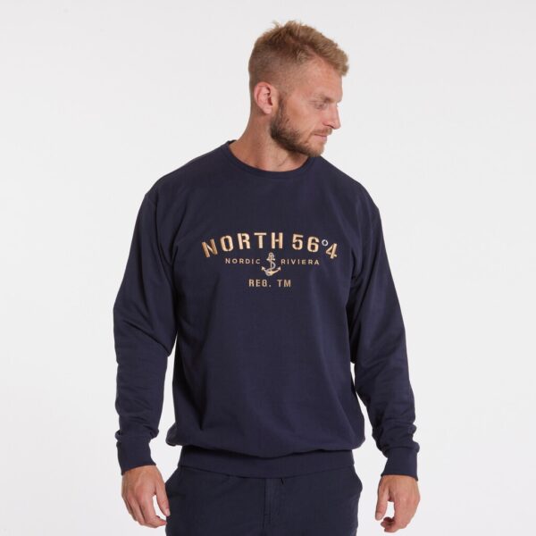 north 56°4 sweatshirt med brodering Marine blå – Bild 4
