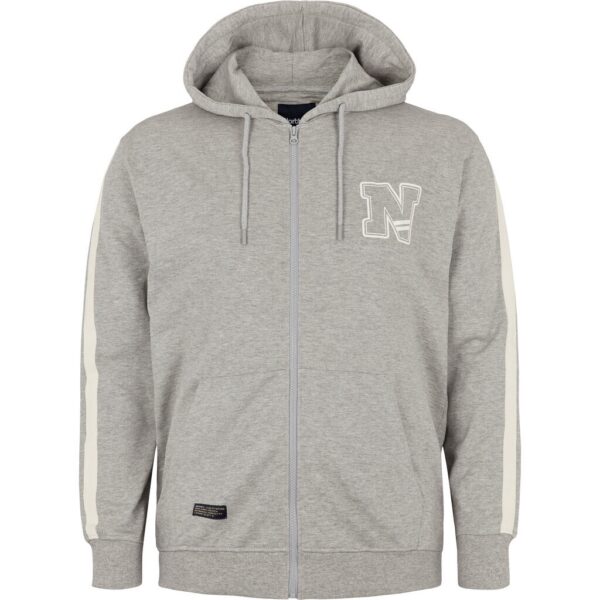 North 56°4 hoodies med lynlås og lomme i grå meleret