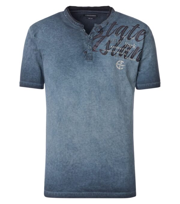Casa Moda t-shirt med tryk og knapper sky blå