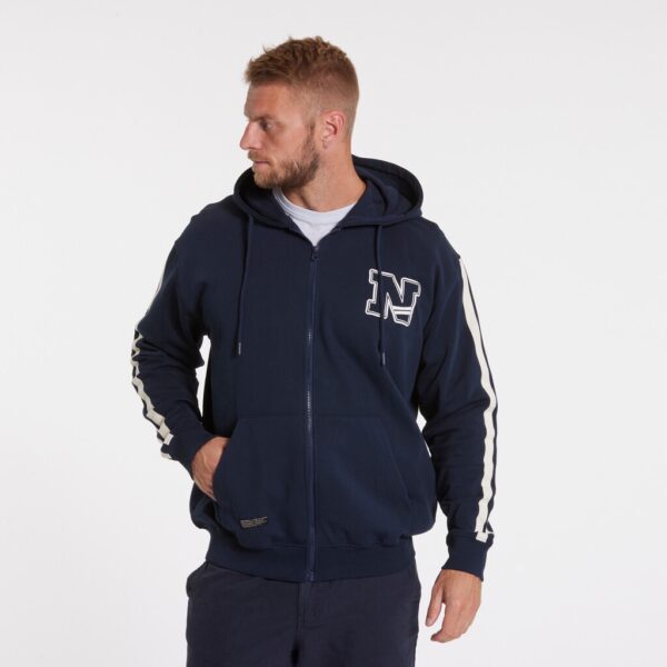 North 56°4 hoodies med lynlås og lomme i marine blå TALL - Billede 3